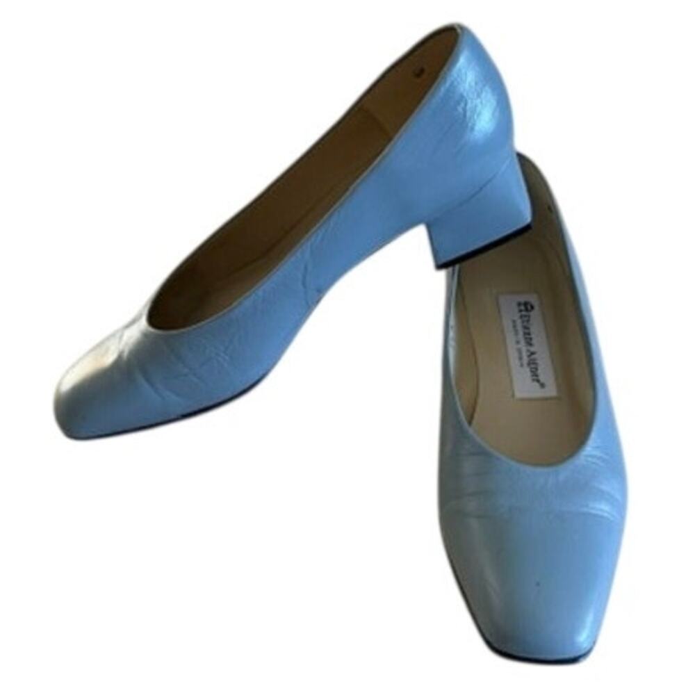 Etienne Aigner Montecarlo Leather Pumps Blue Block Heel Shoes Women's 7.5M Spain - Picture 2 of 10